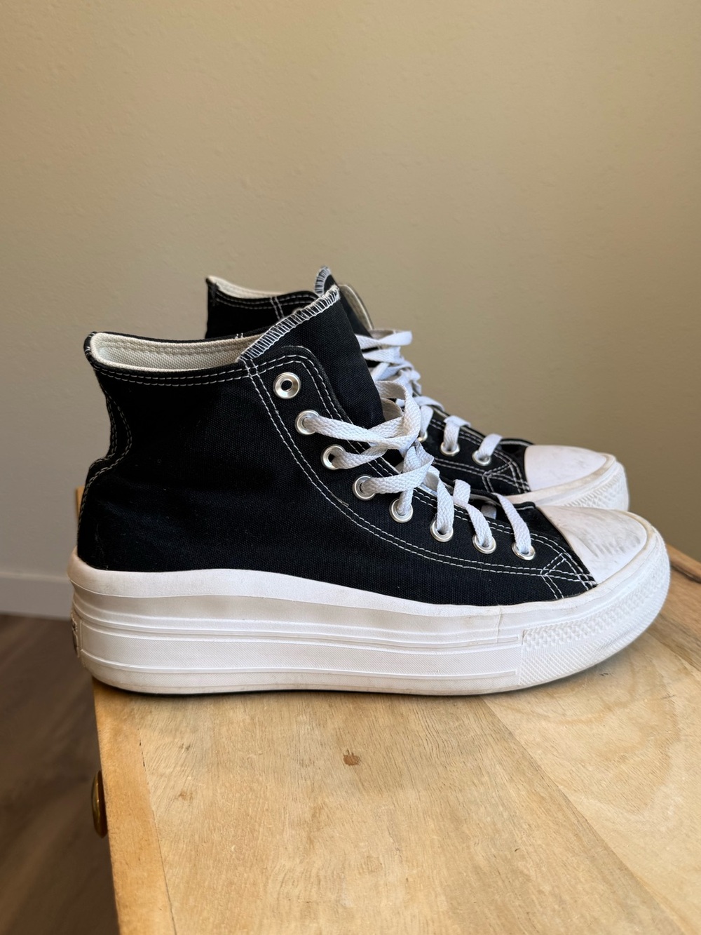 Converse chuck taylor all star move canvas platform high top black white w10.5 - Picture 4 of 9